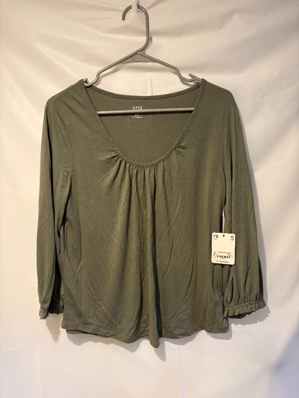NWT Women Ana A New Approach Size PM Olive Green Basic Shirt